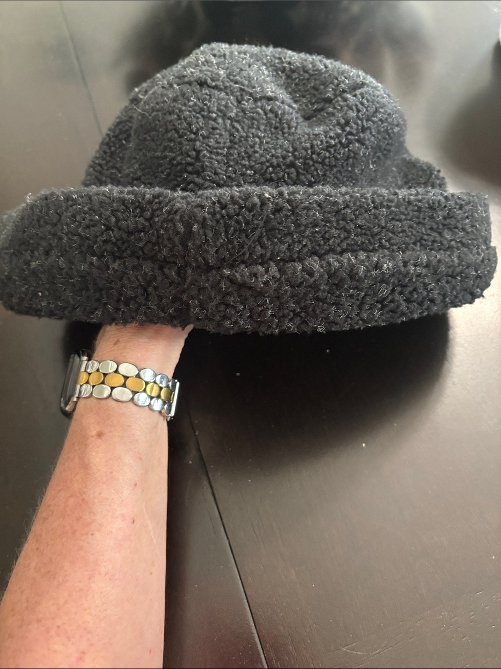 Express Black Faux Sherpa Bucket Hat